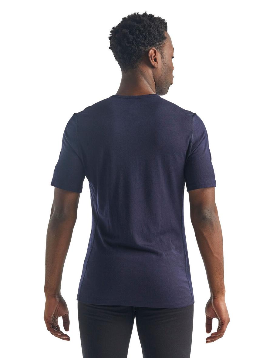 Midnight Navy Icebreaker Merino 200 Oasis Short Sleeve Crewe Thermal Top Men's Base Layers | AU 1388YXFU